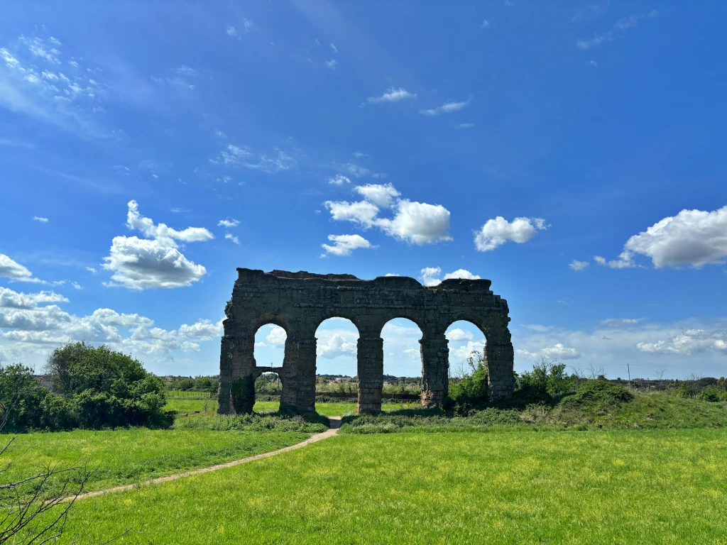 Ancient Roman aqueduct in Parco degli Acquedotti Rome