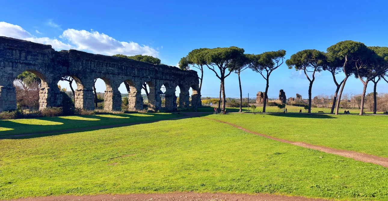 Ancient Roman aqueduct in Parco degli Acquedotti Rome