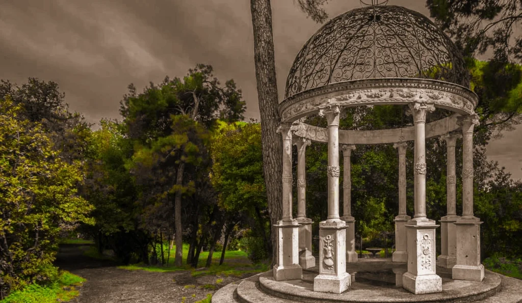 Tempietto pavilion in Villa Sciarra park on the Janiculum Hill in Rome